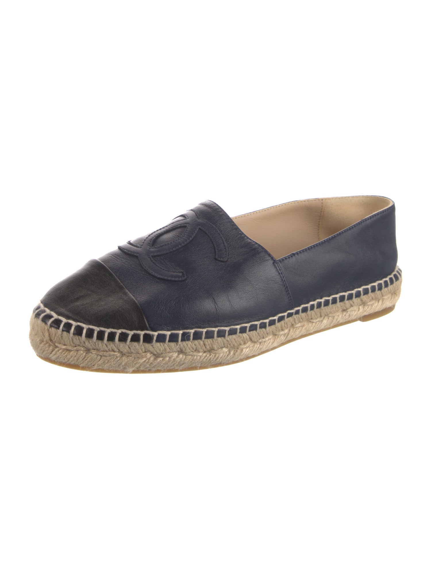 Chanel Interlocking CC Logo Lambskin Espadrilles