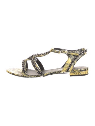 Chanel 2014 Interlocking CC Logo T-Strap Sandals