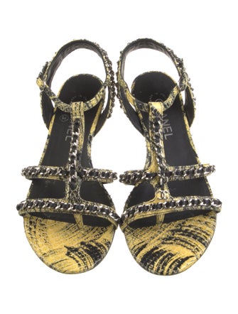 Chanel 2014 Interlocking CC Logo T-Strap Sandals