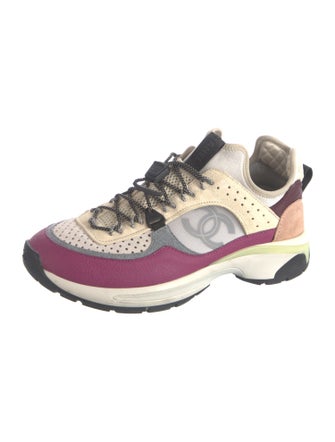 Chanel Interlocking CC Logo Suede Sneakers