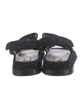 Chanel Interlocking CC Logo Denim Slingback Sandals