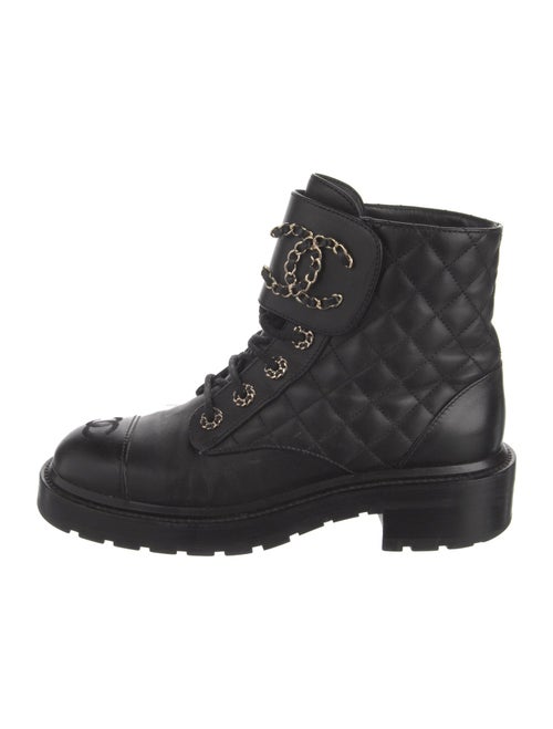 Chanel Interlocking CC Logo Calfskin Combat Boots