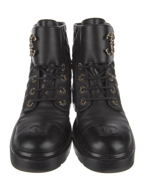 Chanel Interlocking CC Logo Calfskin Combat Boots