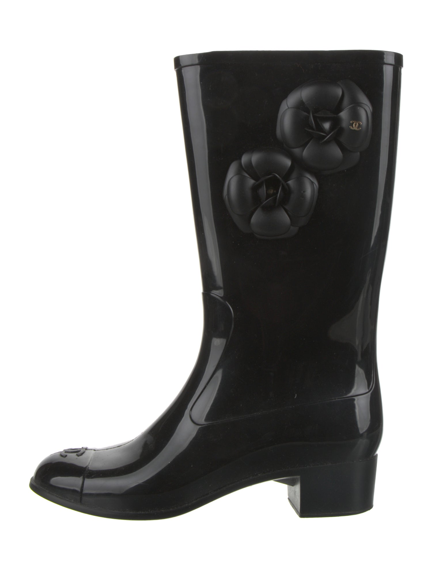 Chanel Interlocking CC Logo Rubber Rain Boots
