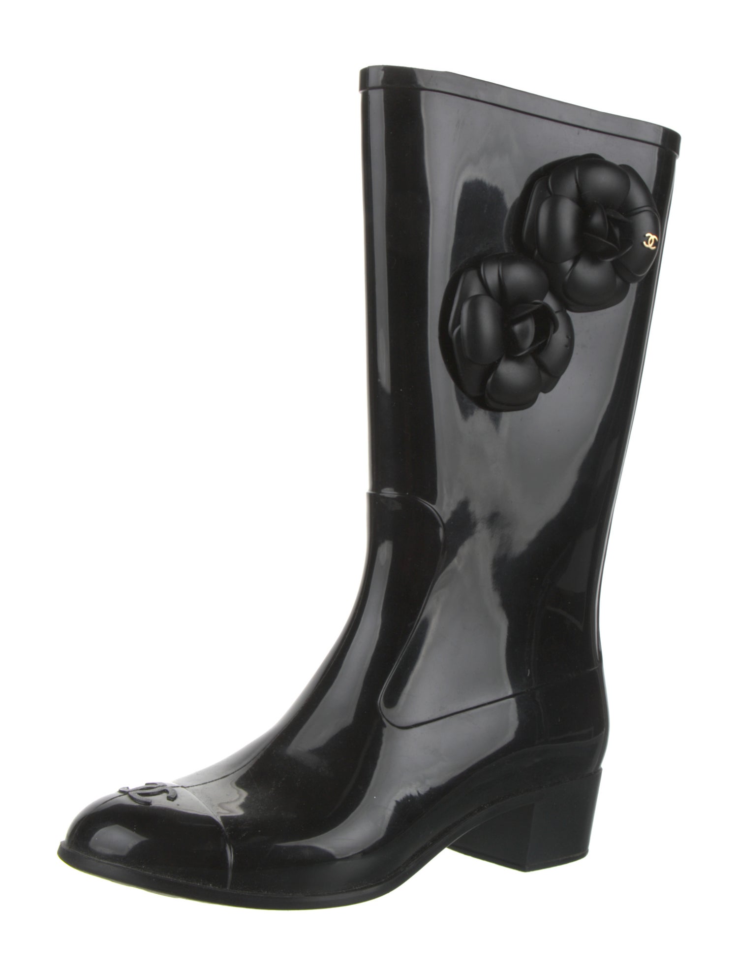 Chanel Interlocking CC Logo Rubber Rain Boots