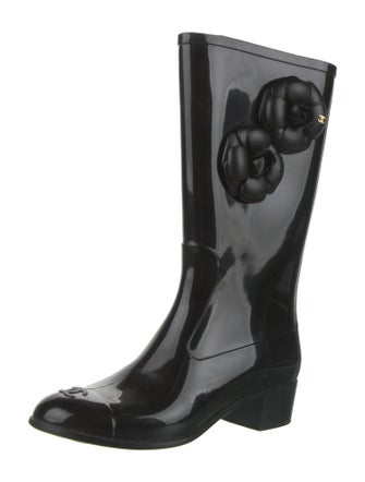 Chanel Interlocking CC Logo Rubber Rain Boots