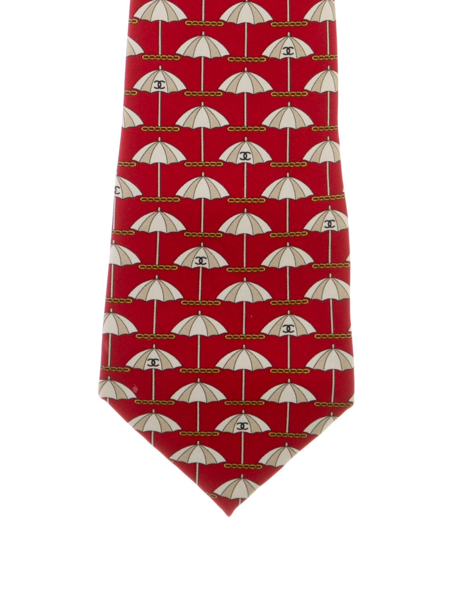 Chanel Umbrella Print Silk Tie