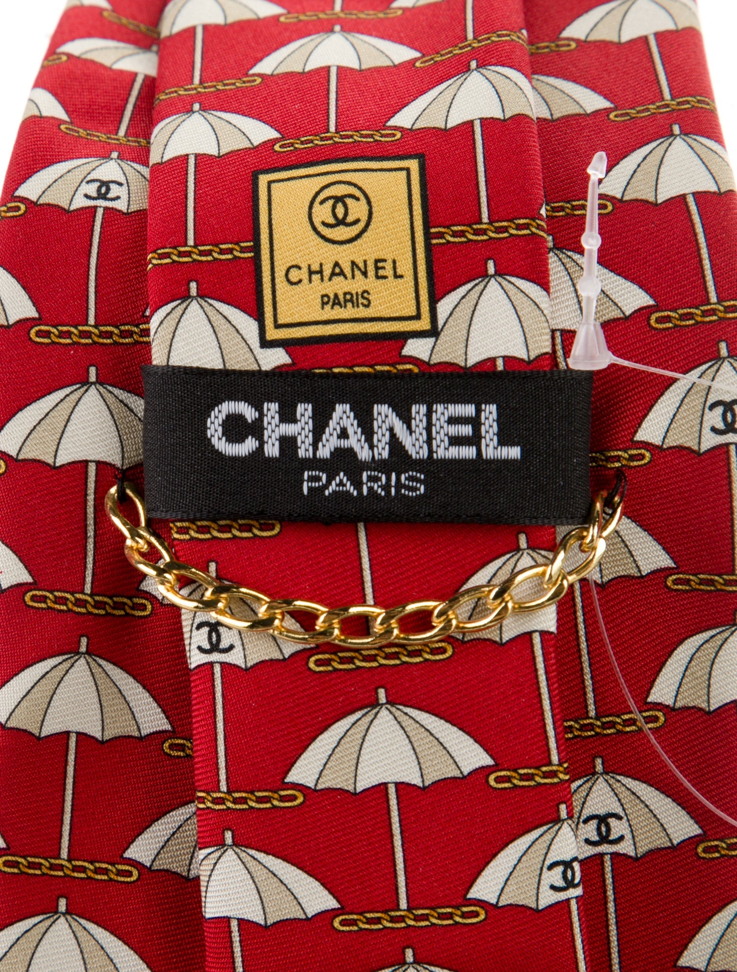 Chanel Umbrella Print Silk Tie