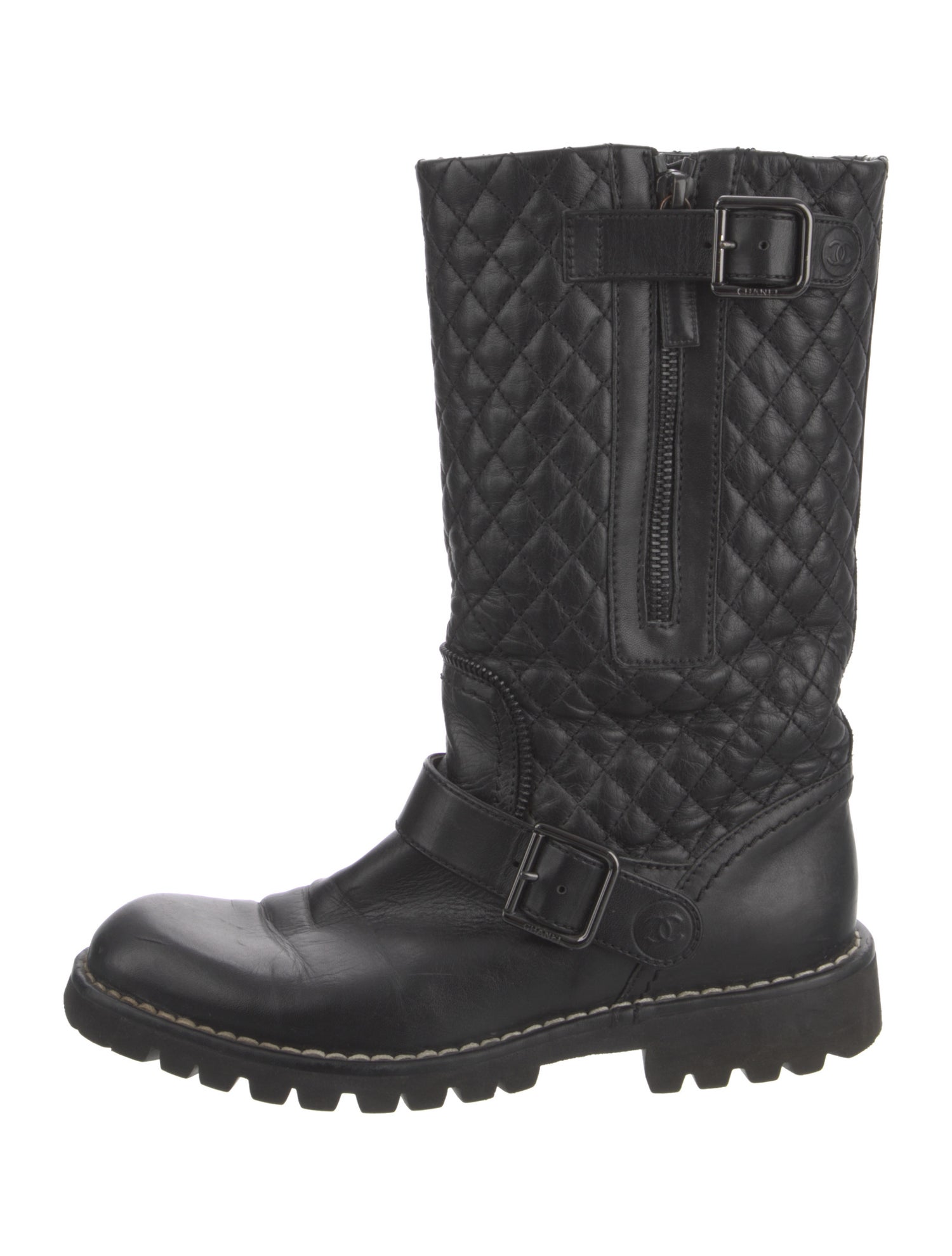 Chanel 2021 Interlocking CC Logo Combat Boots