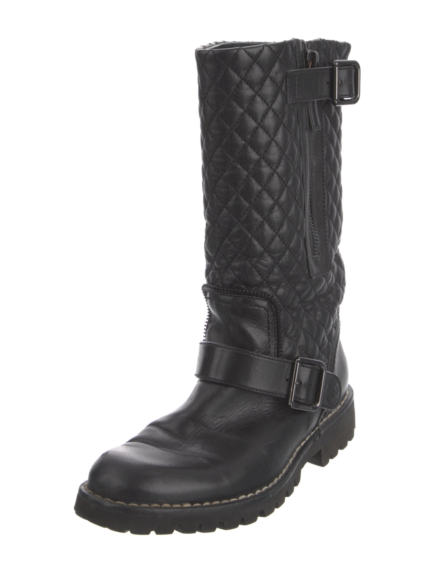 Chanel 2021 Interlocking CC Logo Combat Boots