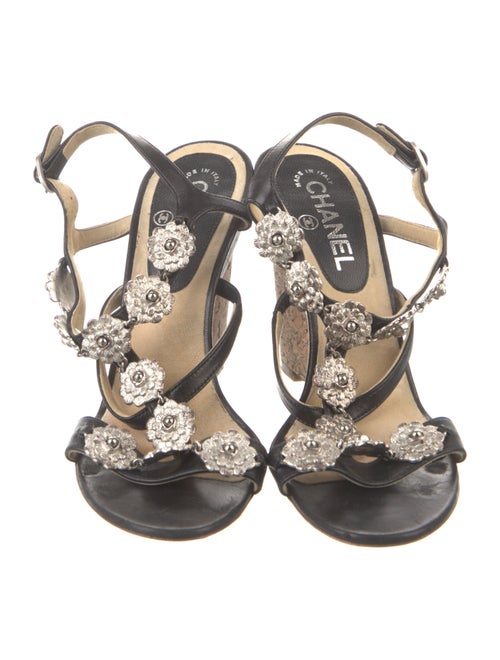 Chanel 2012 Interlocking CC Logo T-Strap Sandals