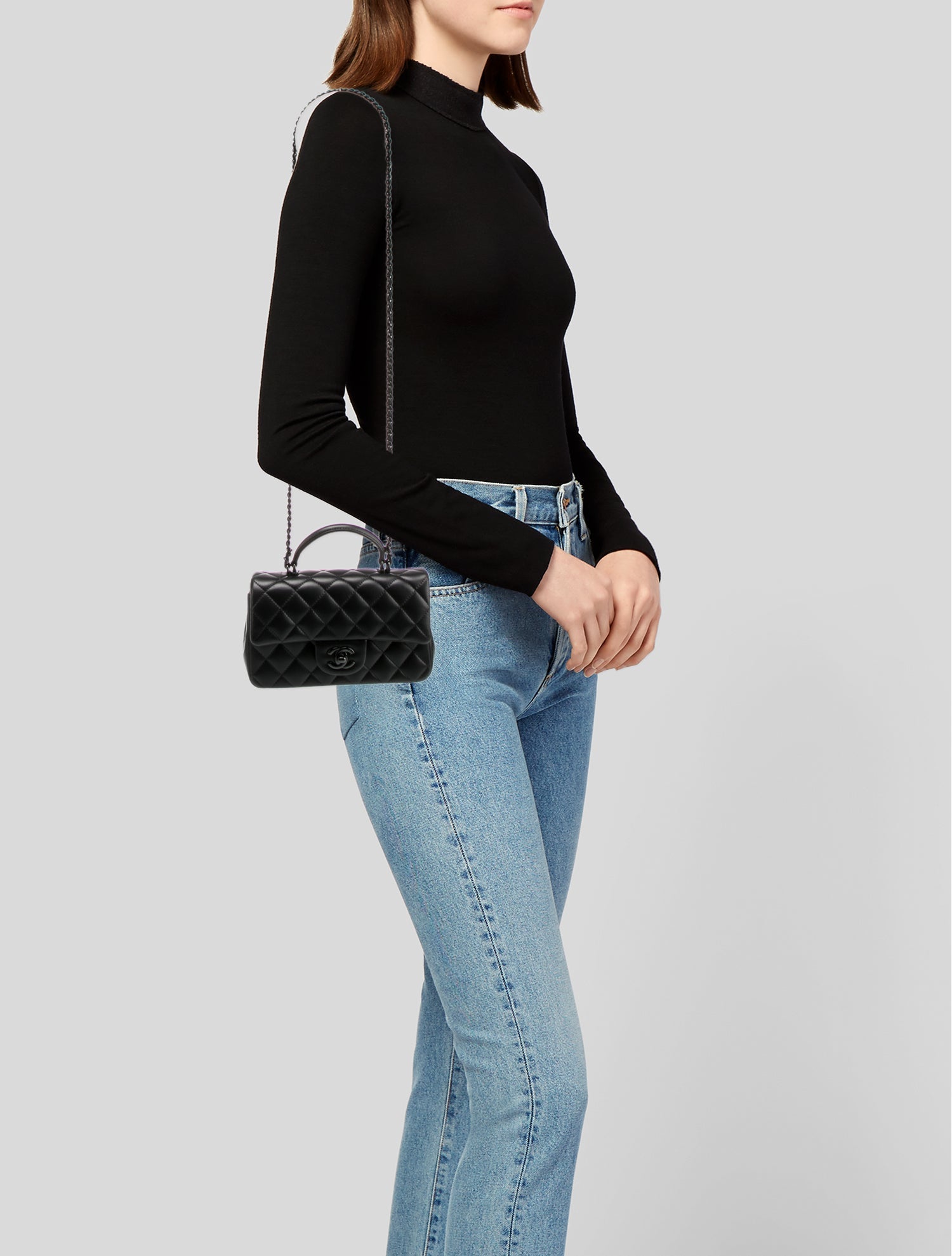 Chanel 2025 So Black Rectangular Mini Classic Flap Bag w/ Tags