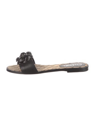 Chanel Interlocking CC Logo Lambskin Slides