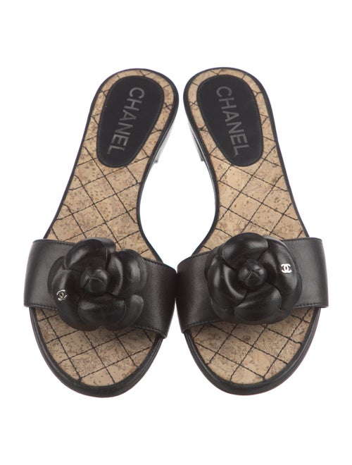 Chanel Interlocking CC Logo Lambskin Slides