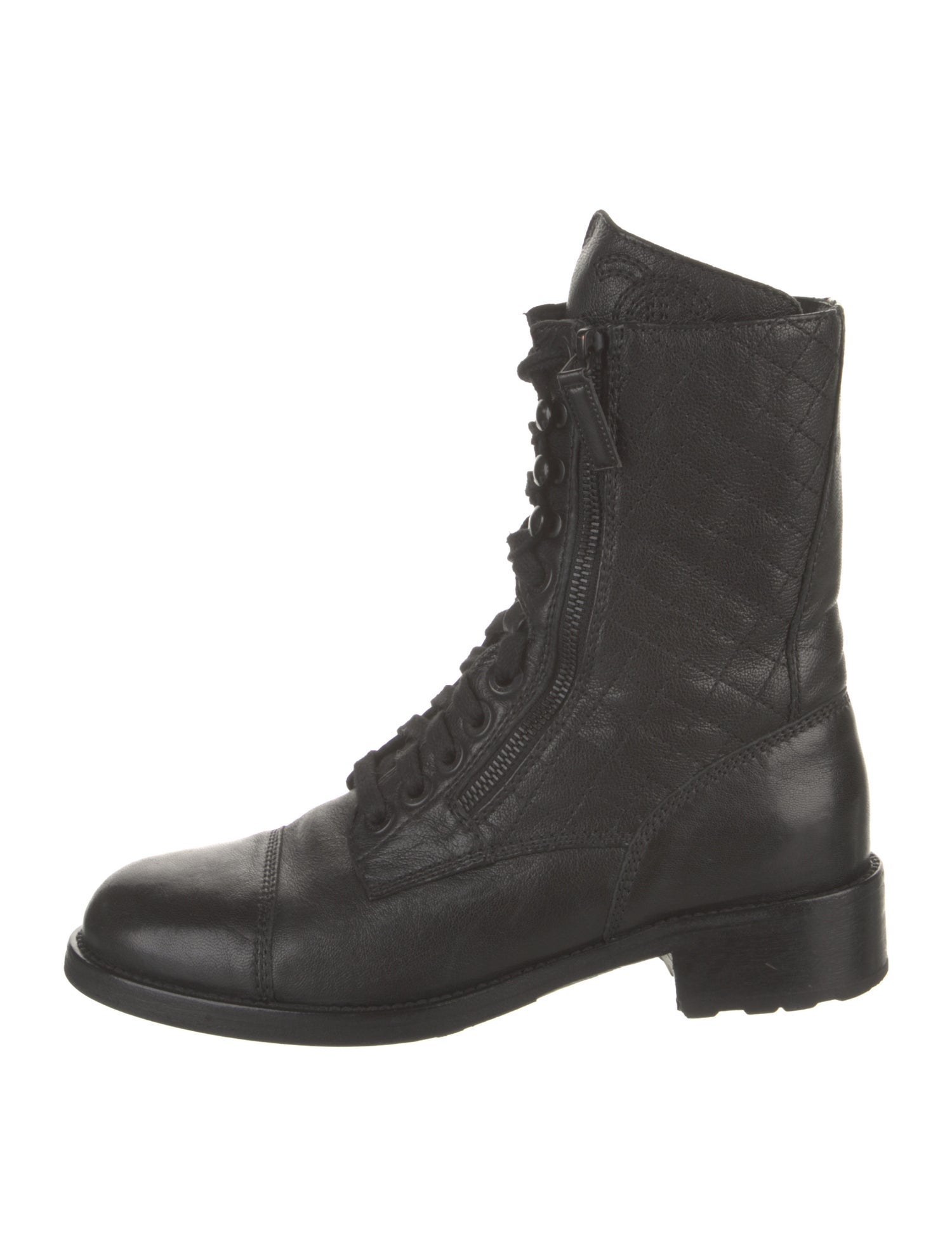Chanel 2015 Interlocking CC Logo Combat Boots