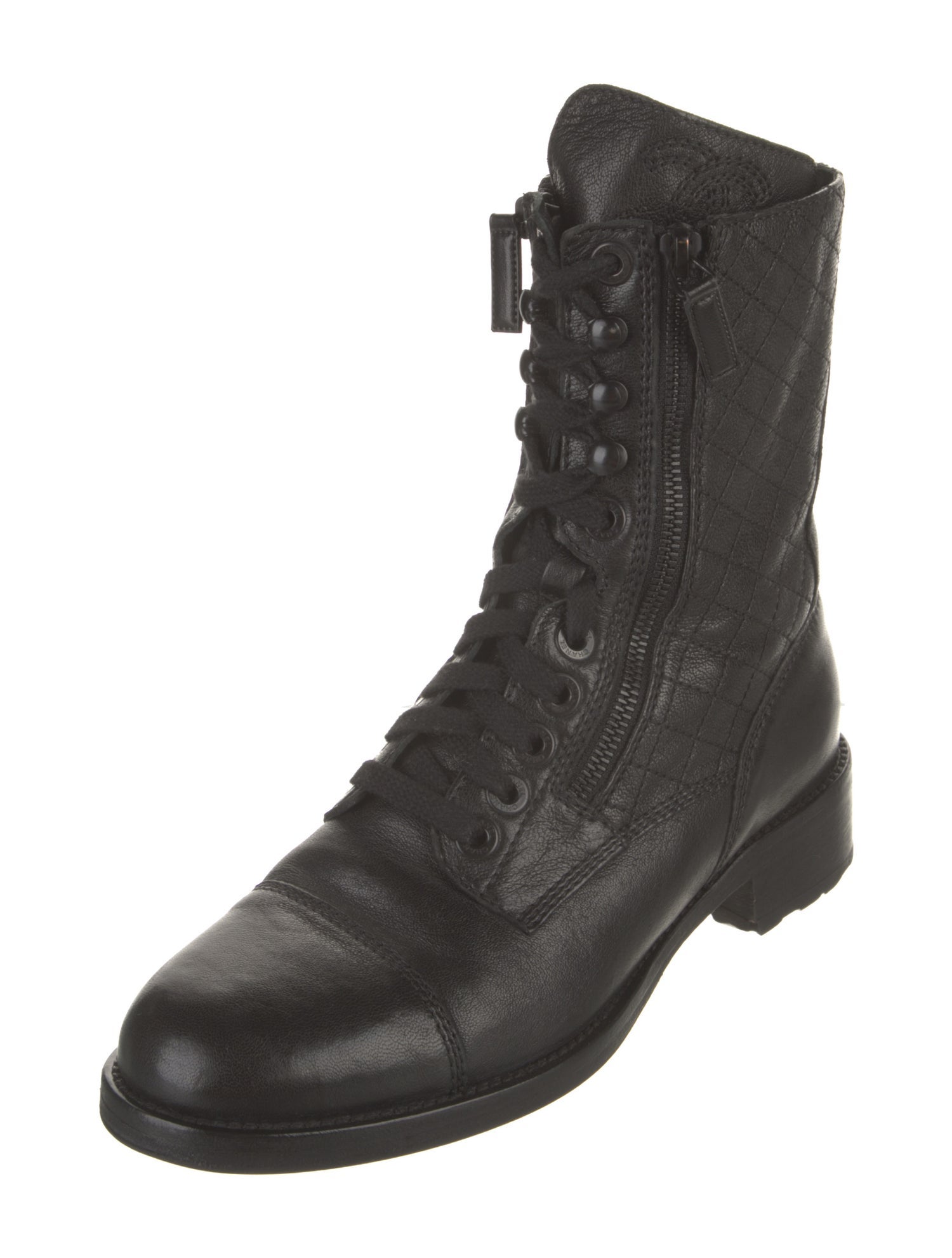 Chanel 2015 Interlocking CC Logo Combat Boots