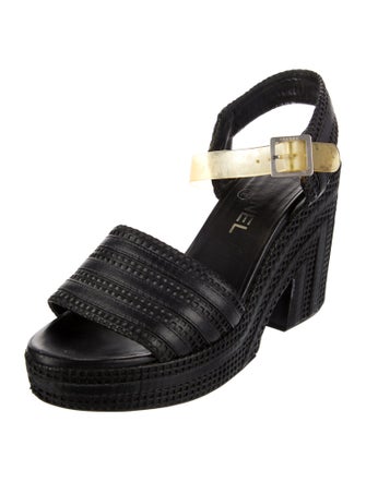 Chanel Interlocking CC Logo Embossed Leather Espadrilles