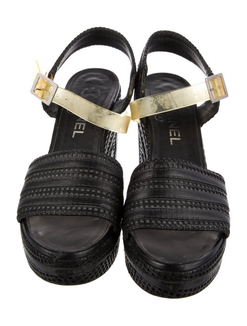 Chanel Interlocking CC Logo Embossed Leather Espadrilles