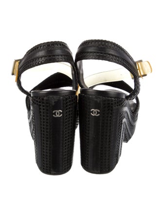 Chanel Interlocking CC Logo Embossed Leather Espadrilles