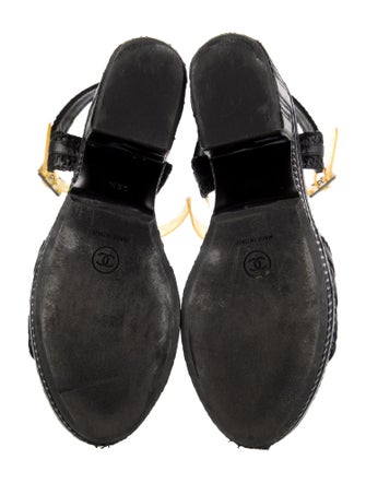 Chanel Interlocking CC Logo Embossed Leather Espadrilles