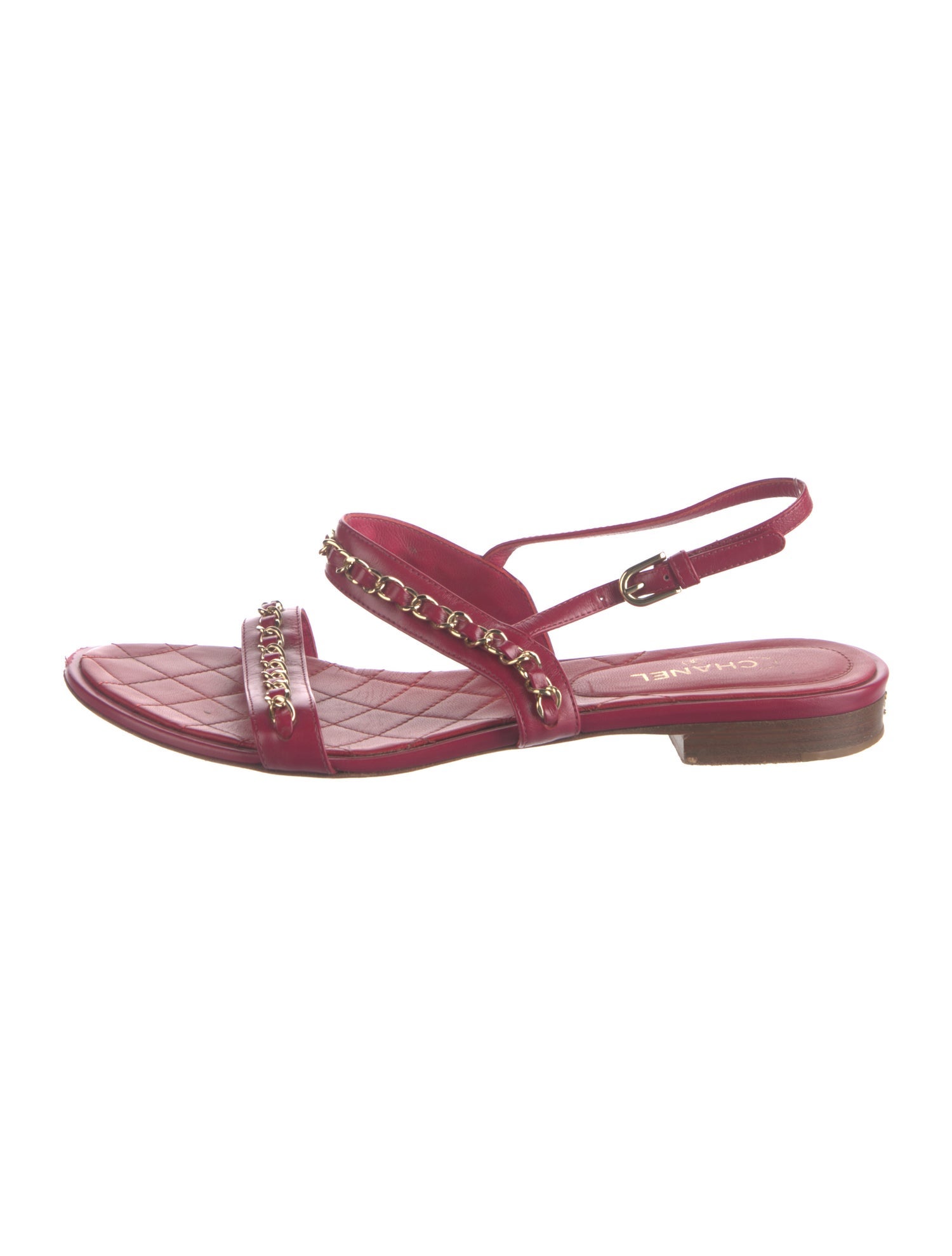 Chanel Interlocking CC Logo Calfskin Slingback Sandals