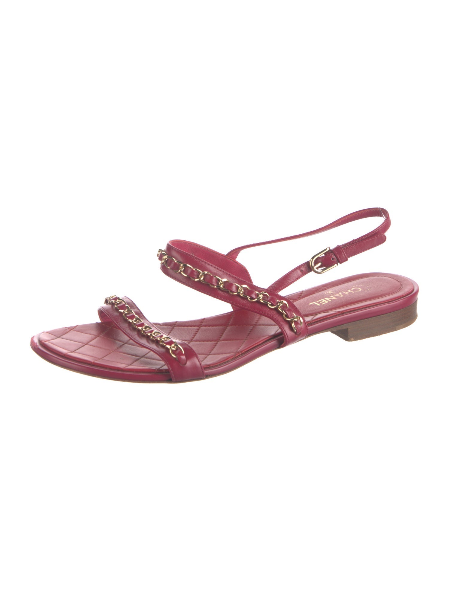 Chanel Interlocking CC Logo Calfskin Slingback Sandals