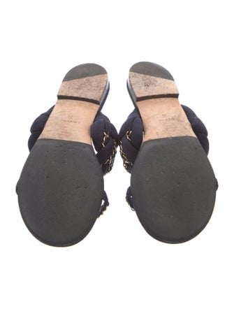 Chanel Interlocking CC Logo Suede Slides