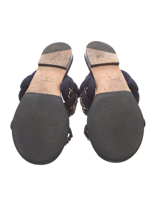 Chanel Interlocking CC Logo Suede Slides