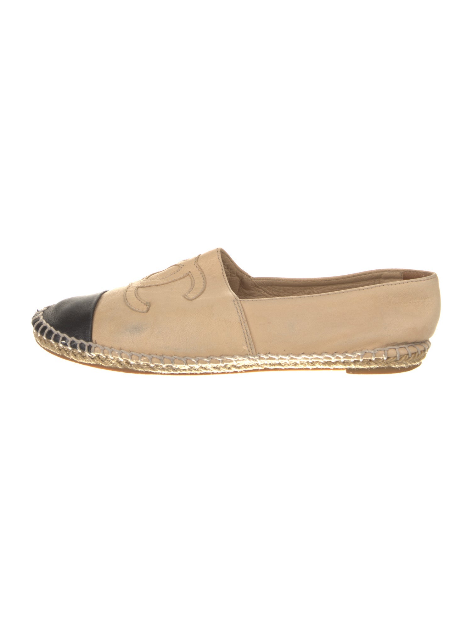 Chanel Interlocking CC Logo Leather Espadrilles