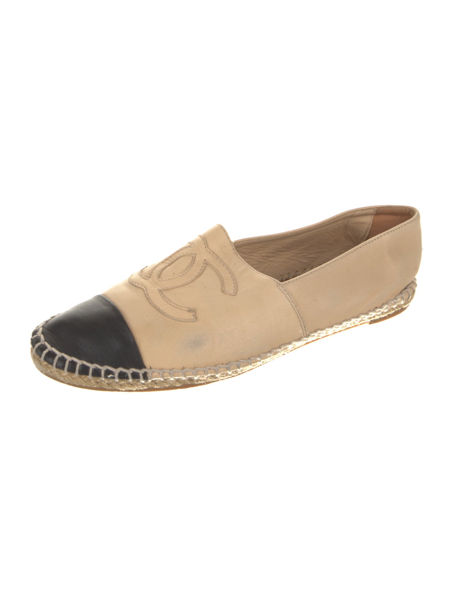 Chanel Interlocking CC Logo Leather Espadrilles