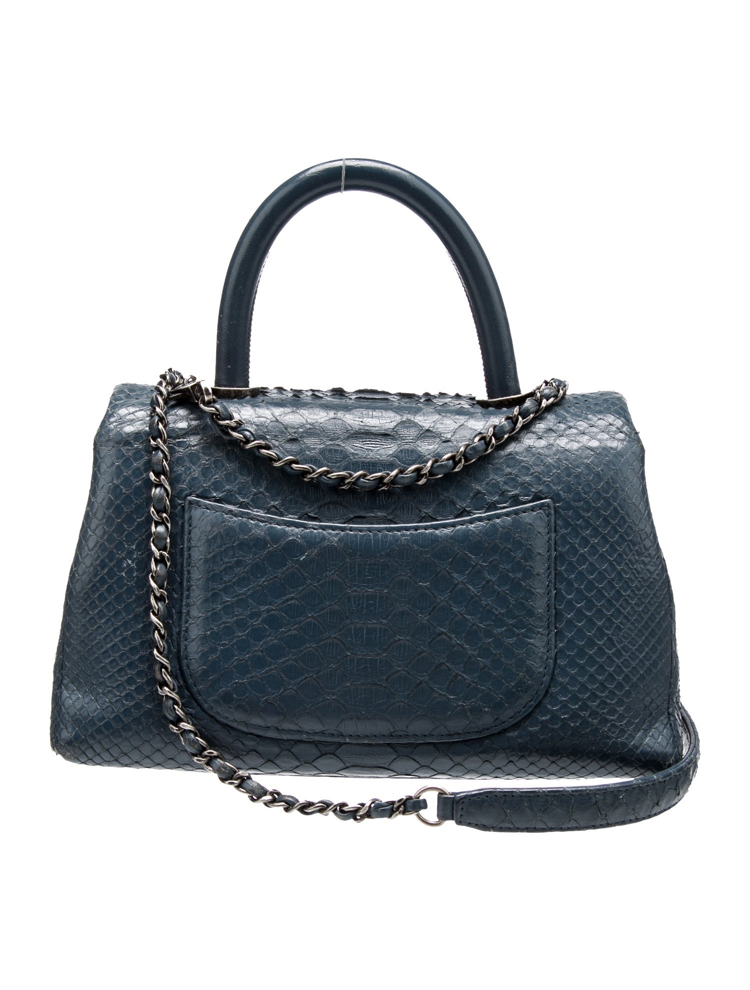 Chanel Mini Python Coco Handle Bag w/ Strap - Blue Handle Bags