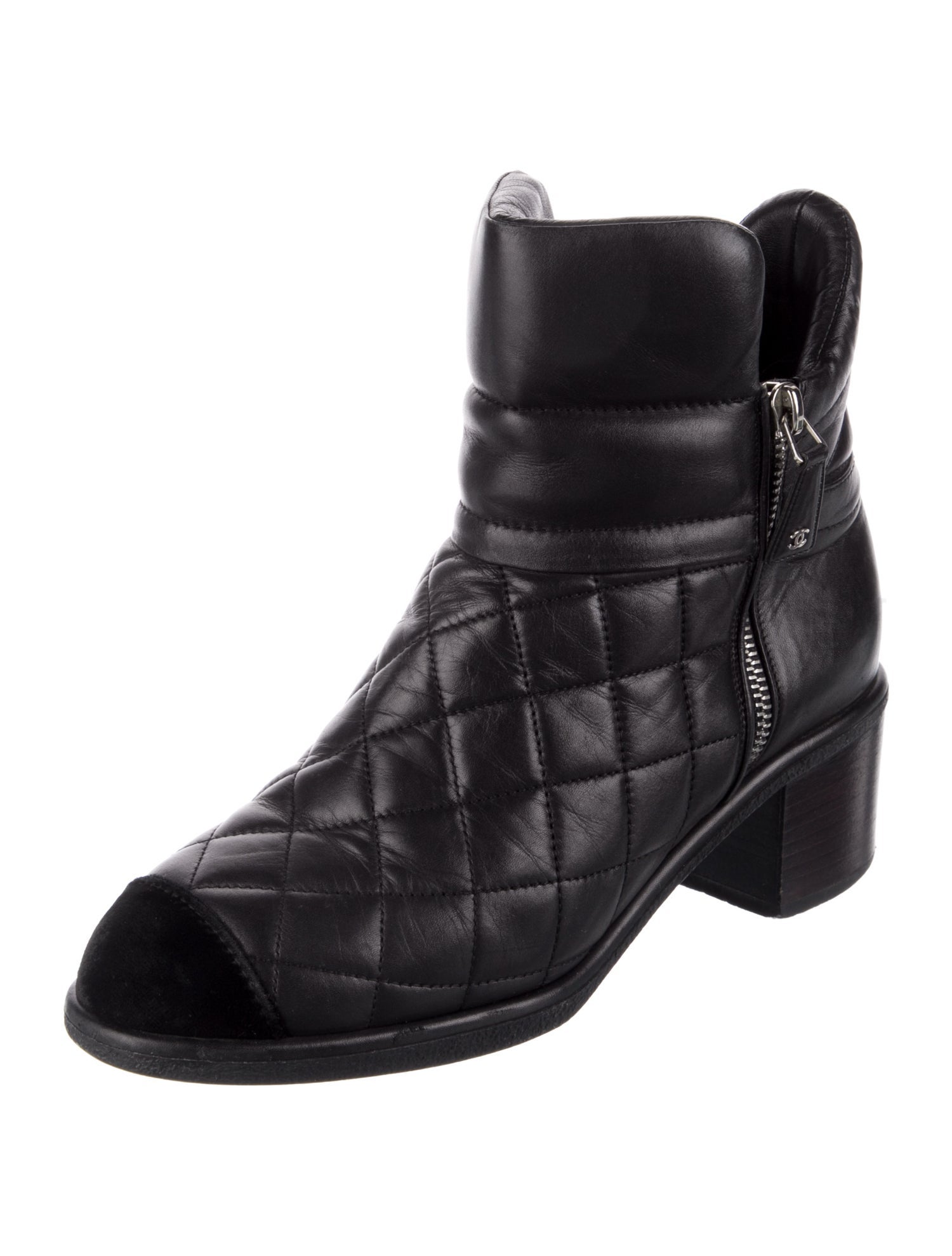 Chanel 2013 Interlocking CC Logo Moto Boots
