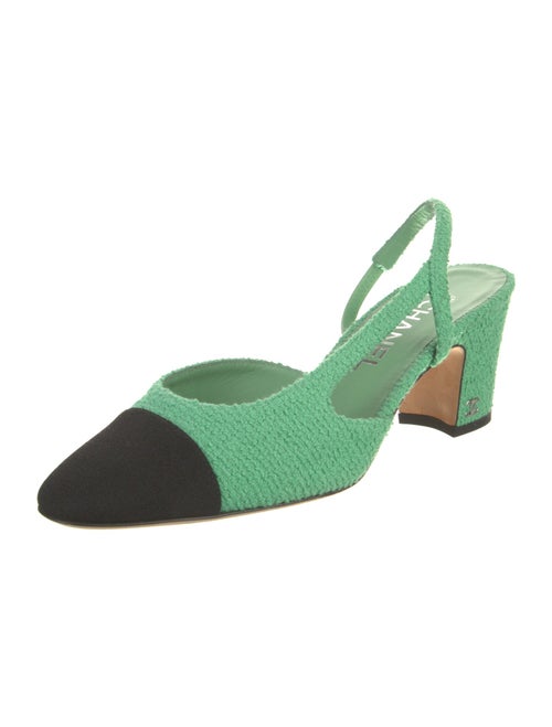 Chanel Interlocking CC Logo Tweed Slingback Pumps