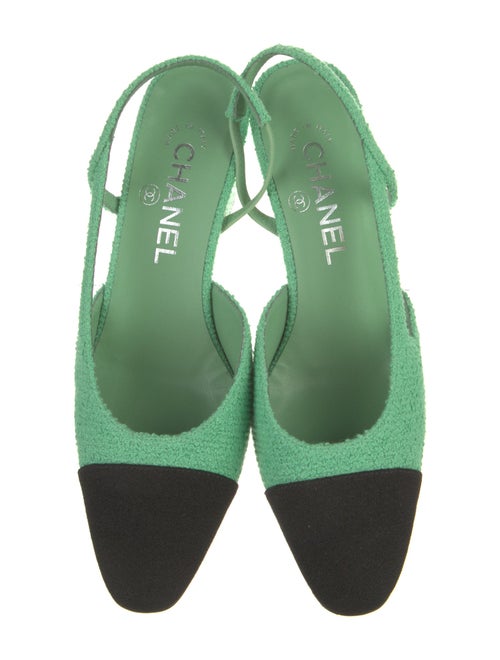 Chanel Interlocking CC Logo Tweed Slingback Pumps