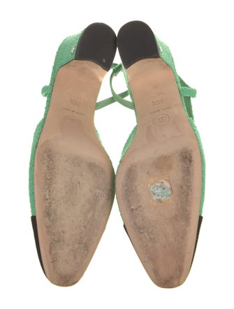 Chanel Interlocking CC Logo Tweed Slingback Pumps