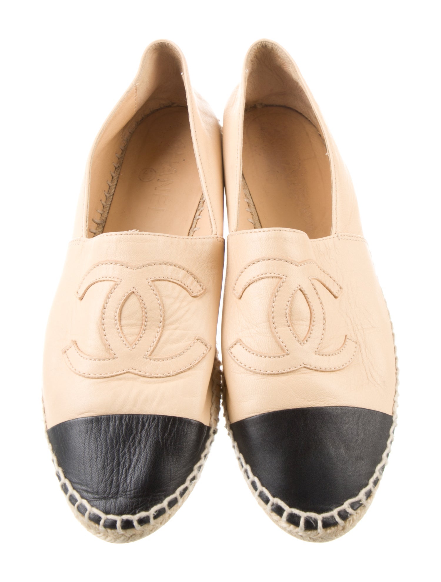 Chanel Interlocking CC Logo Leather Espadrilles