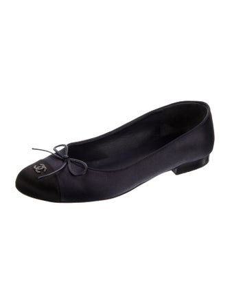 Chanel Interlocking CC Logo Satin Ballet Flats