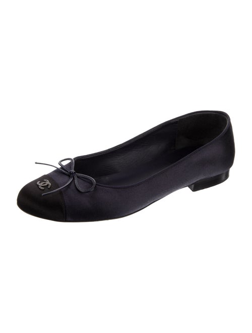 Chanel Interlocking CC Logo Satin Ballet Flats