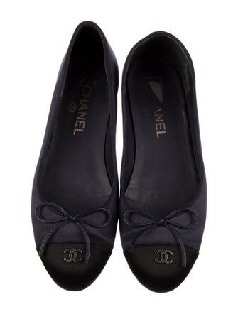 Chanel Interlocking CC Logo Satin Ballet Flats