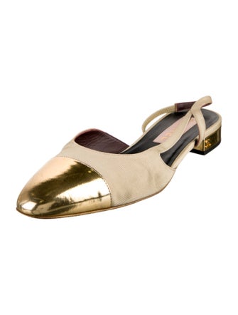 Chanel Slingback Interlocking CC Logo Slingback Flats