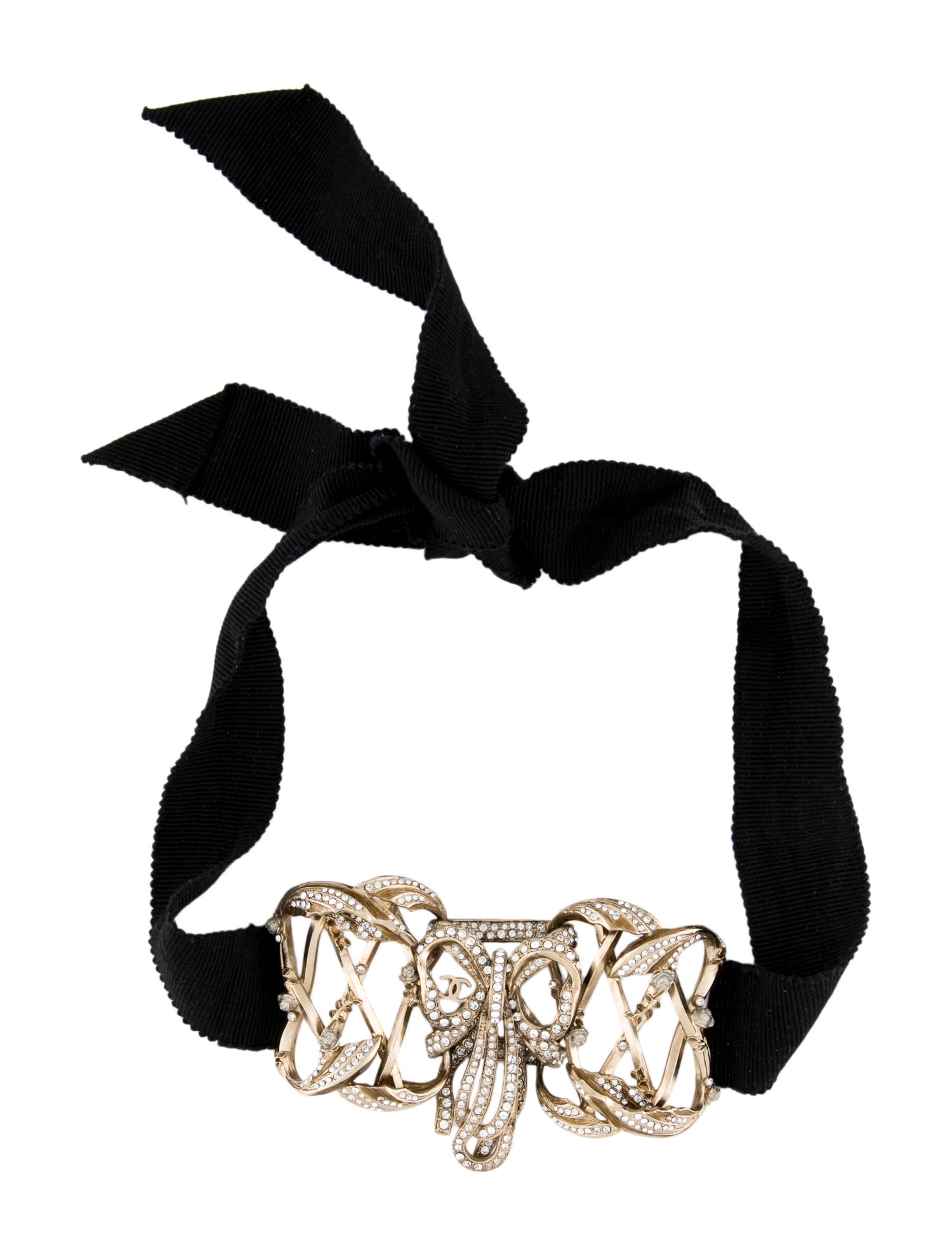 Chanel Strass & Ribbon Choker Necklace