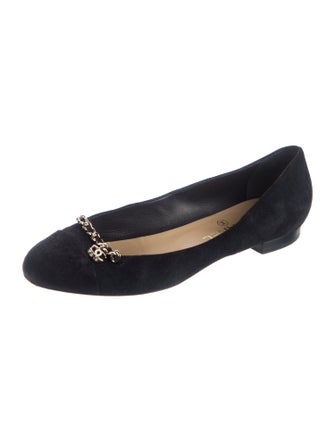 Chanel Interlocking CC Logo Suede Ballet Flats