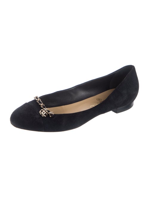 Chanel Interlocking CC Logo Suede Ballet Flats