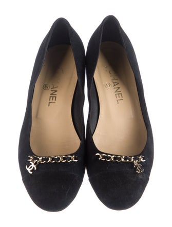 Chanel Interlocking CC Logo Suede Ballet Flats