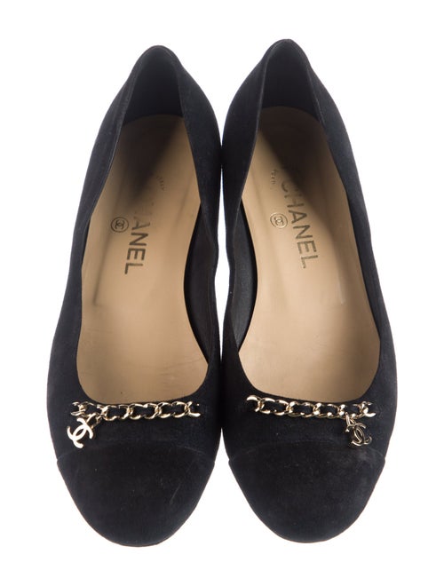 Chanel Interlocking CC Logo Suede Ballet Flats