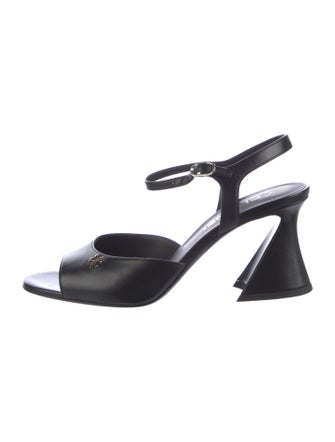 Chanel Interlocking CC Logo Leather Slingback Sandals