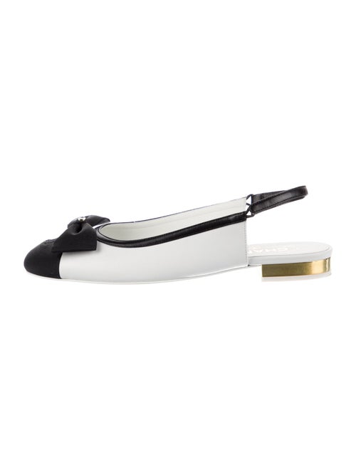Chanel Interlocking CC Logo Leather Slingback Flats