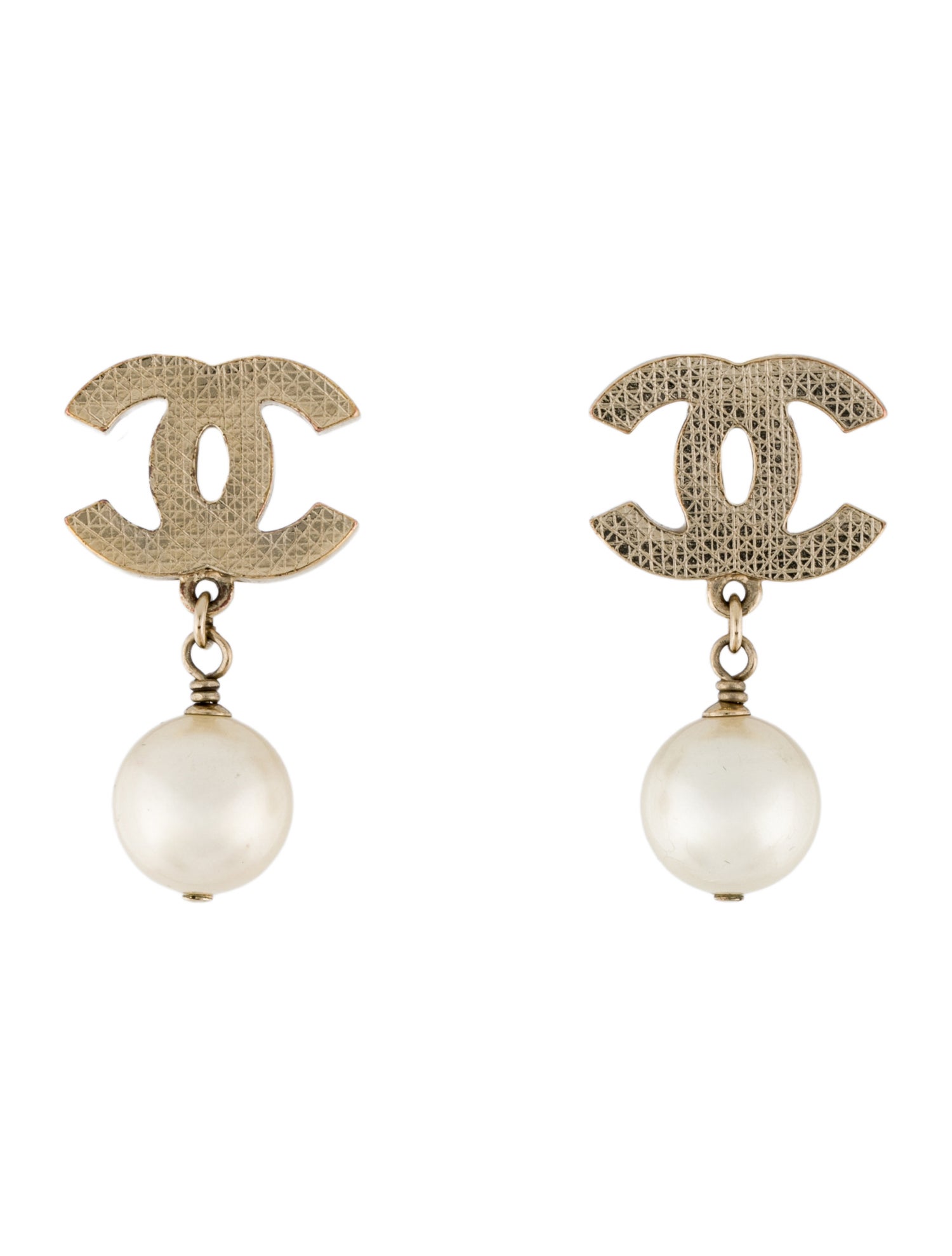 Chanel Faux Pearl CC Clip-On Drop Earrings