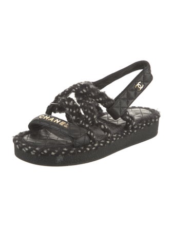 Chanel Interlocking CC Logo Slingback Sandals