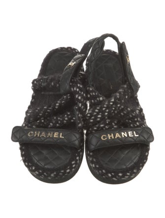 Chanel Interlocking CC Logo Slingback Sandals